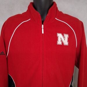 Adidas Nebraska Cornhuskers Fleece Satin Sweatshirt Jacket 2XL Red Full Zip